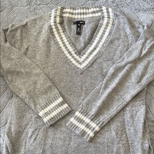 Gray V-Neck Men's Sweater